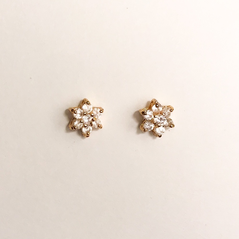 Diamond Flower Stud Earrings